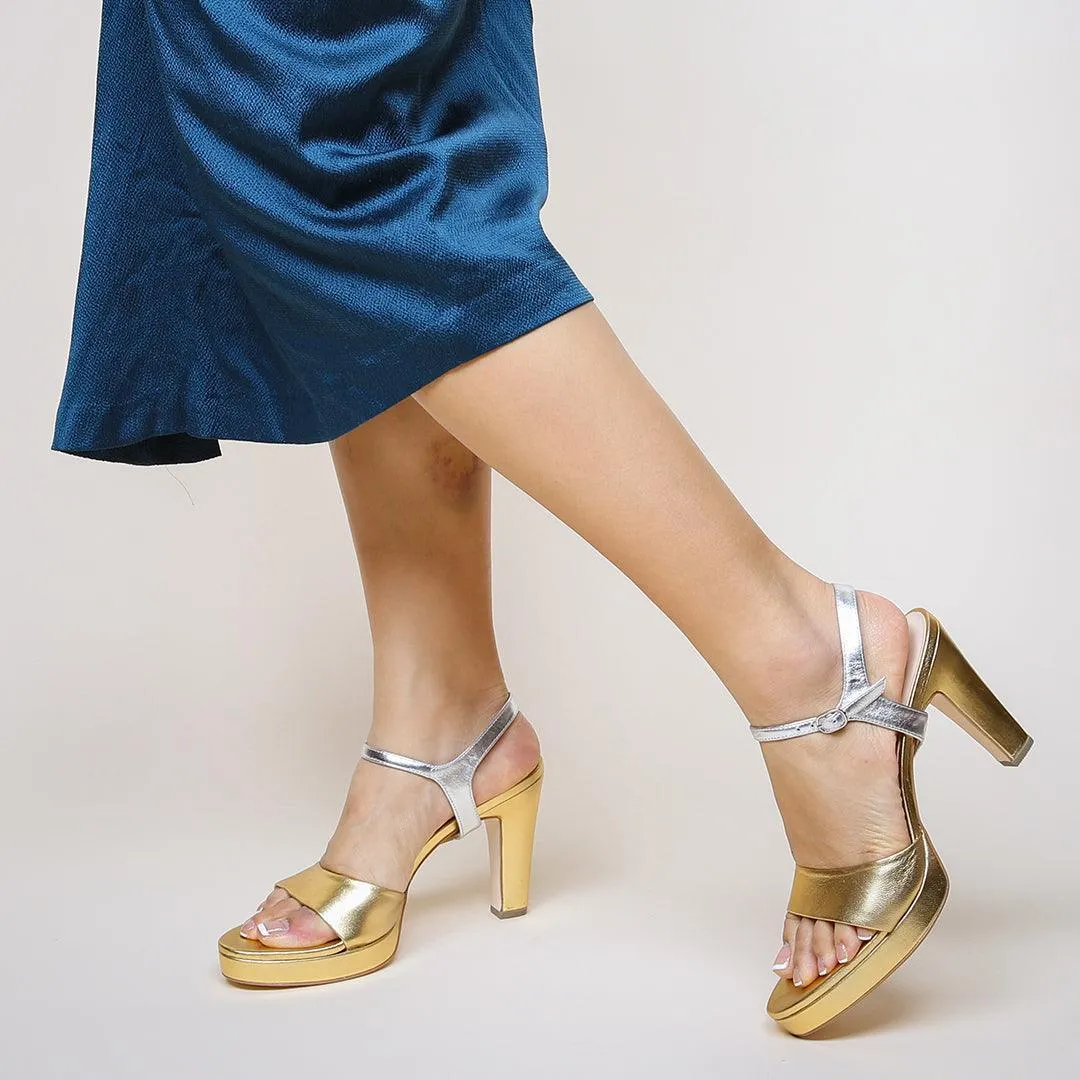 Gold Lo Platform   Silver Jackie Strap