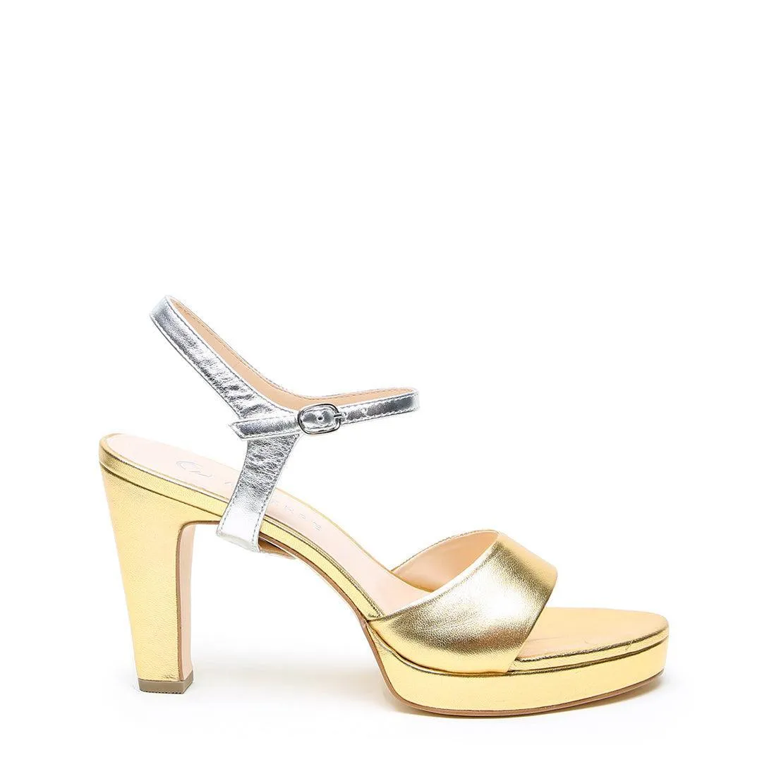 Gold Lo Platform   Silver Jackie Strap