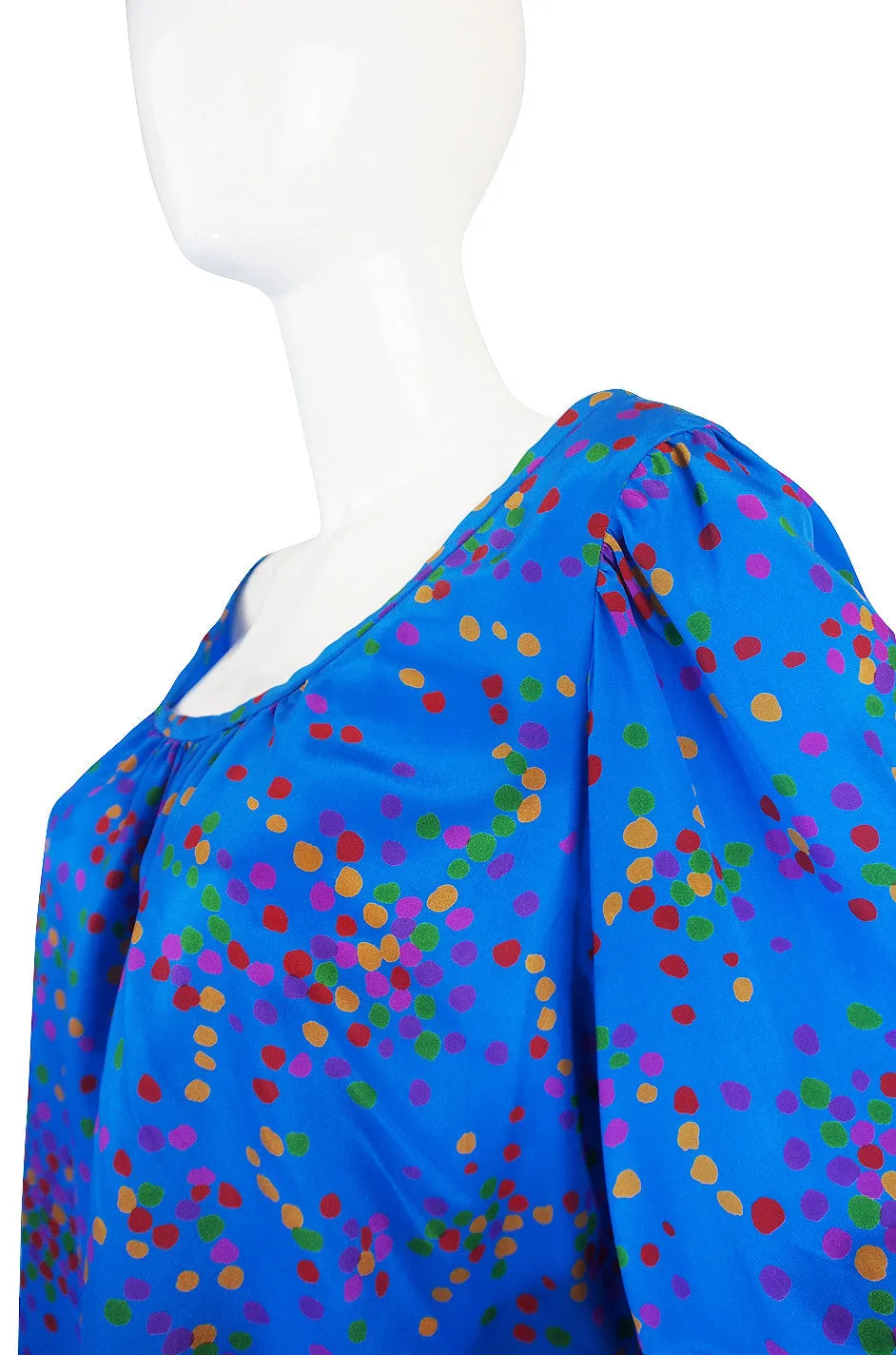 Gorgeous 1970s Yves Saint Laurent Silk Dot Top