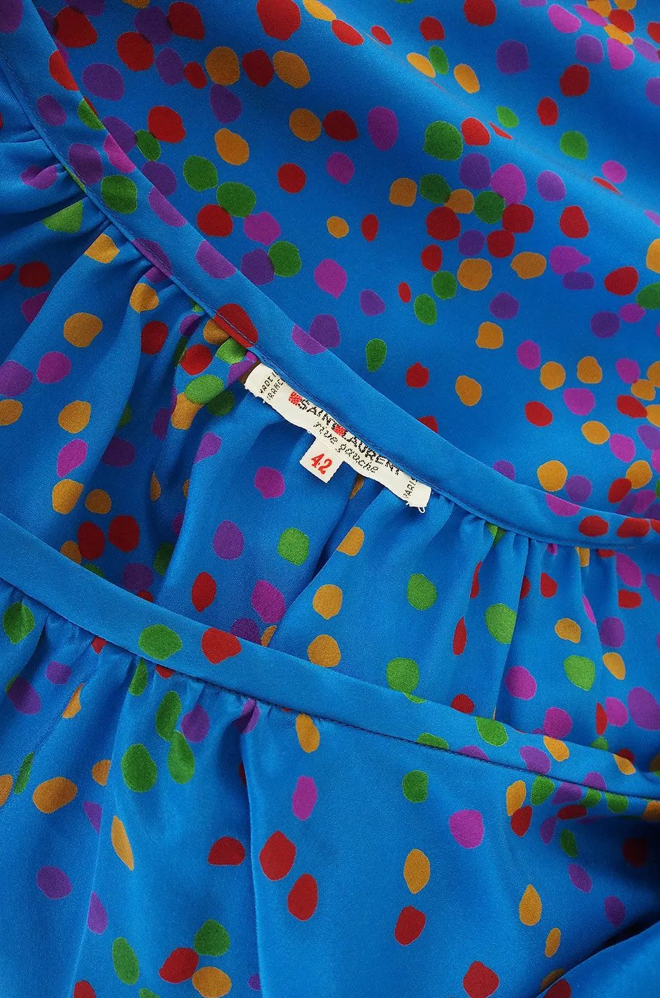 Gorgeous 1970s Yves Saint Laurent Silk Dot Top