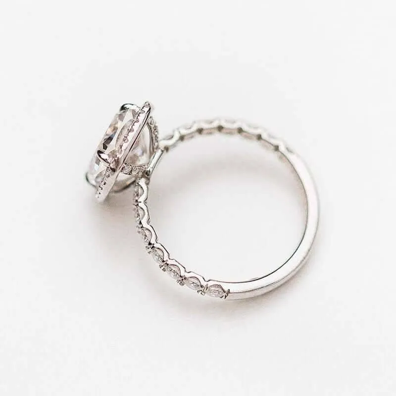 Gorgeous Halo Cushion Cut Simulated Diamond Engagement Ring