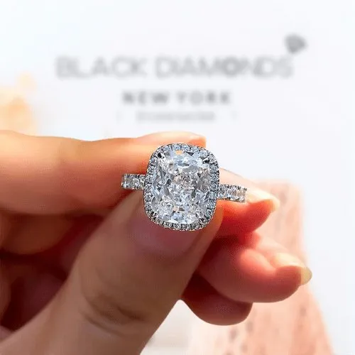Gorgeous Halo Cushion Cut Simulated Diamond Engagement Ring