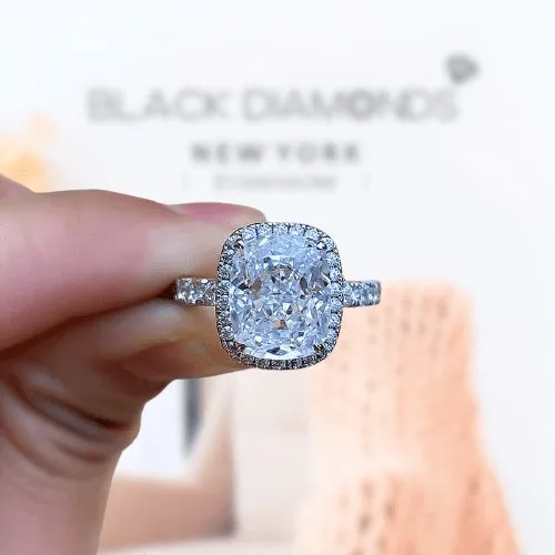 Gorgeous Halo Cushion Cut Simulated Diamond Engagement Ring