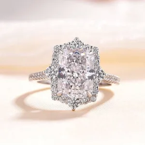Gorgeous Halo Radiant Cut Simulated Diamond Engagement Ring