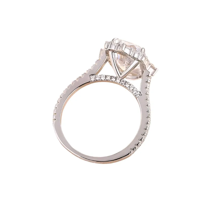 Gorgeous Halo Radiant Cut Simulated Diamond Engagement Ring