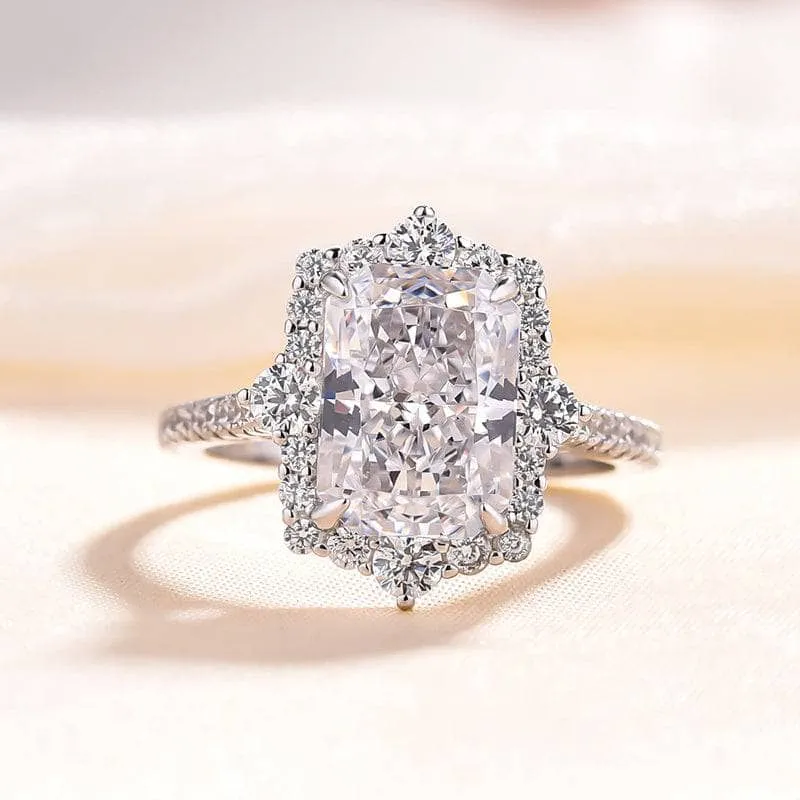 Gorgeous Halo Radiant Cut Simulated Diamond Engagement Ring