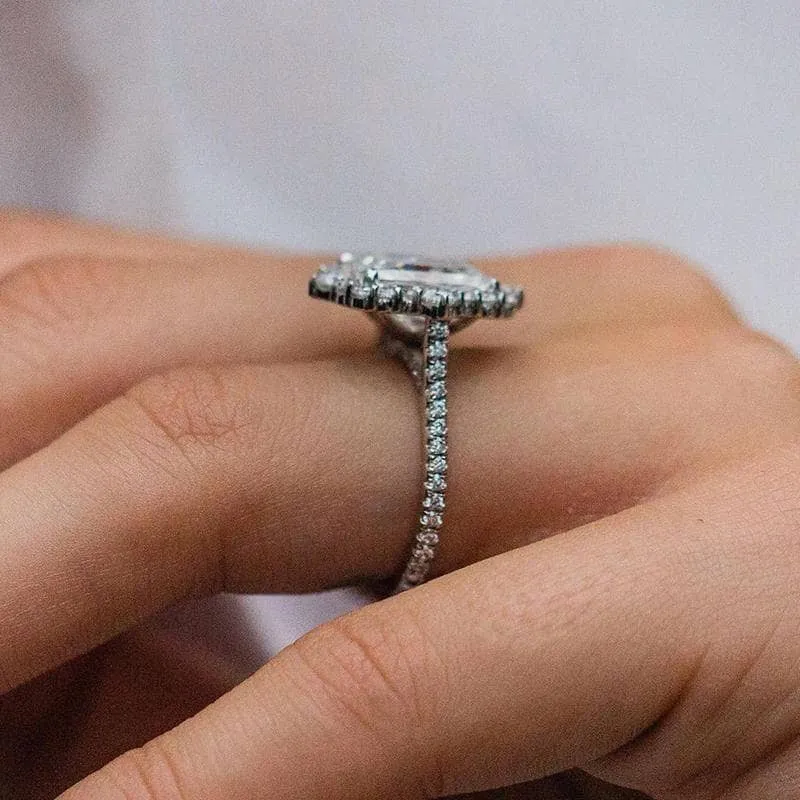 Gorgeous Halo Radiant Cut Simulated Diamond Engagement Ring