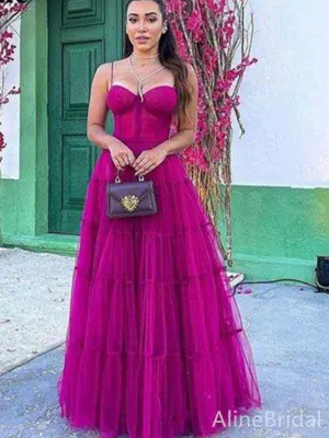 Gorgeous Sweetheart Spaghetti Strap A-line Long Prom Dress,PD381868