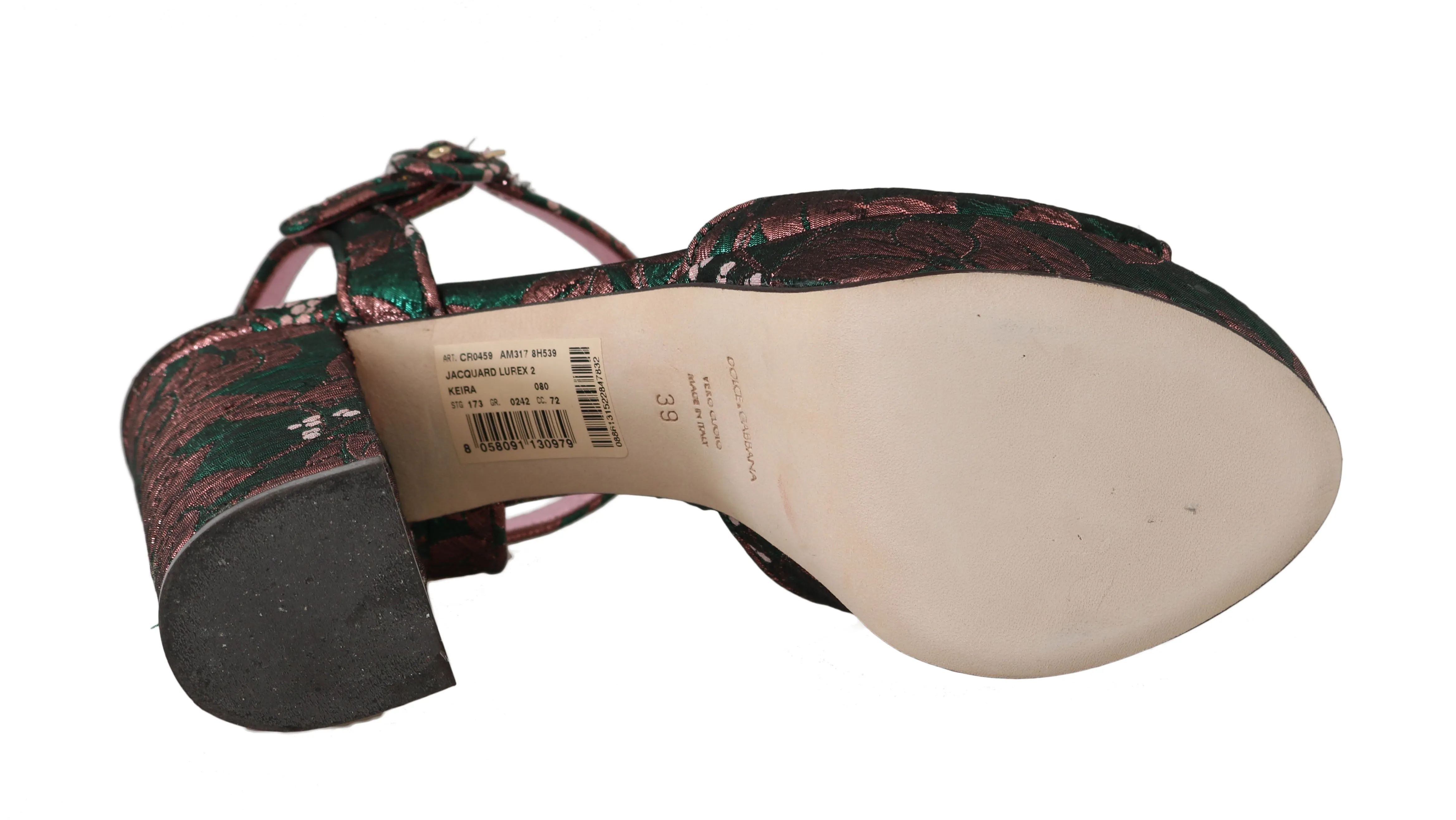 Green Pink Floral Jacquard Sandals