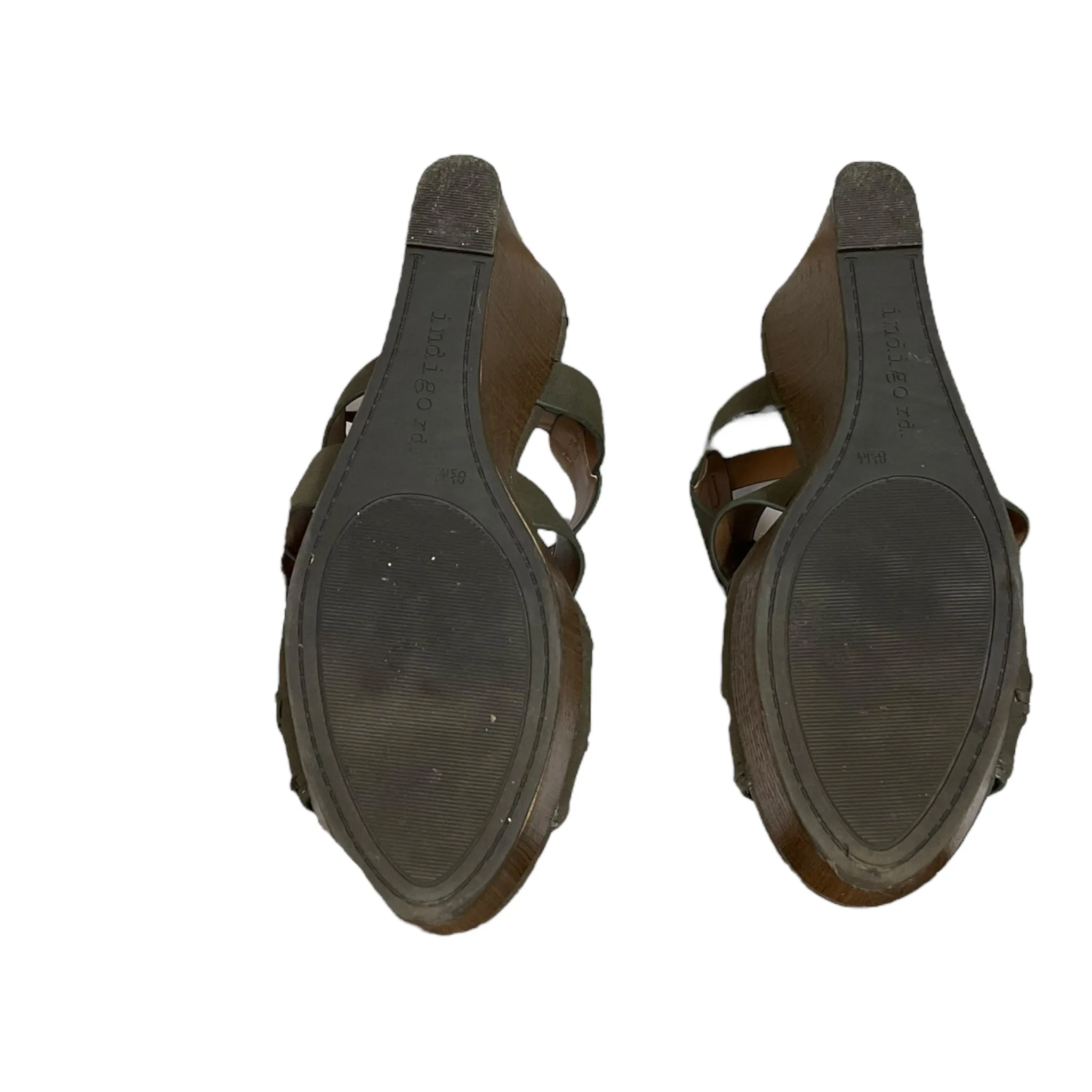 Green Sandals Heels Platform Indigo Rd, Size 8.5