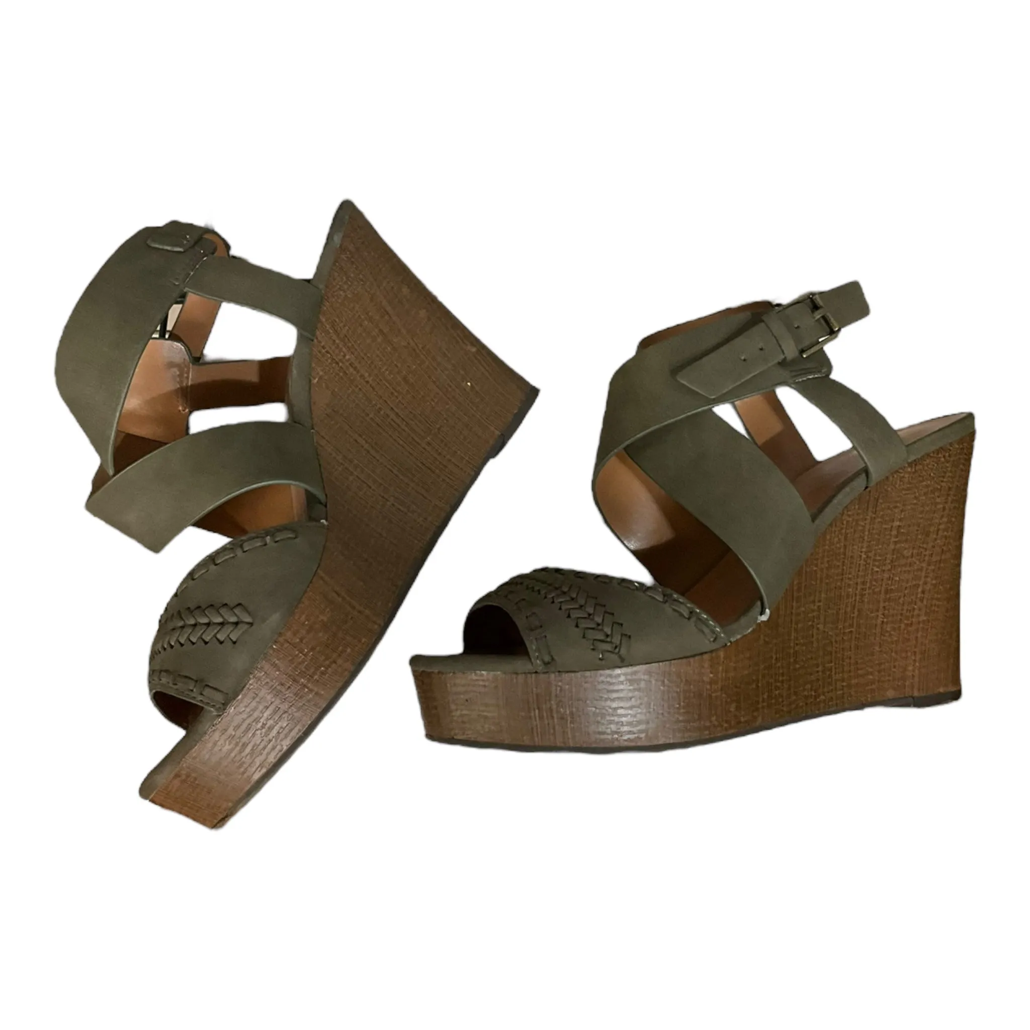 Green Sandals Heels Platform Indigo Rd, Size 8.5