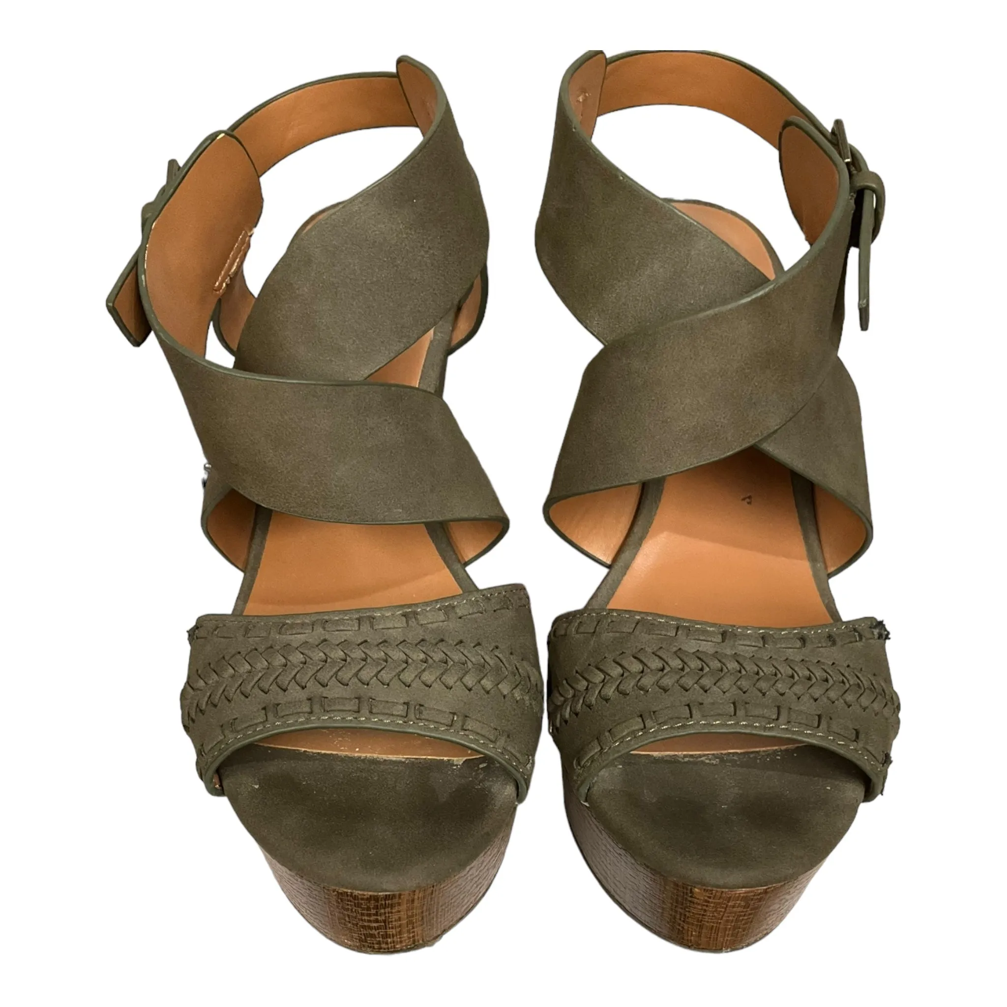 Green Sandals Heels Platform Indigo Rd, Size 8.5