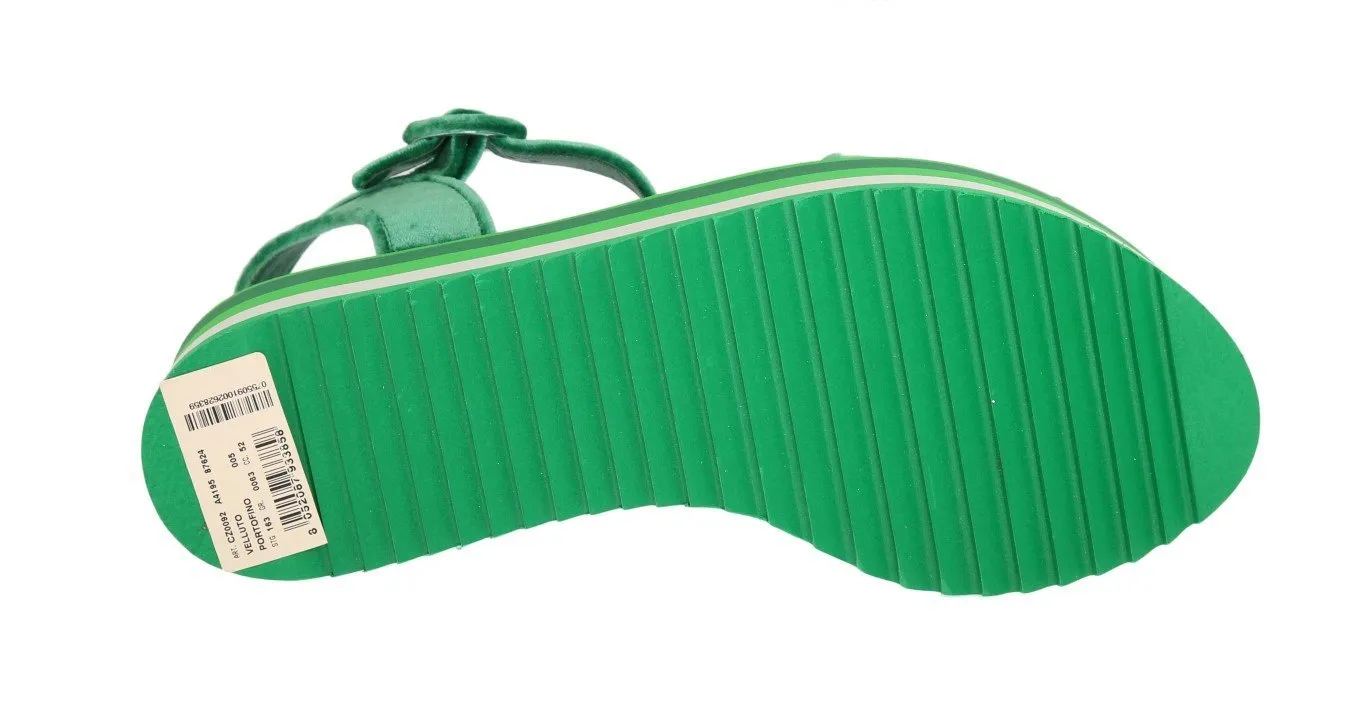 Green Velvet Platform Sandals Wedges
