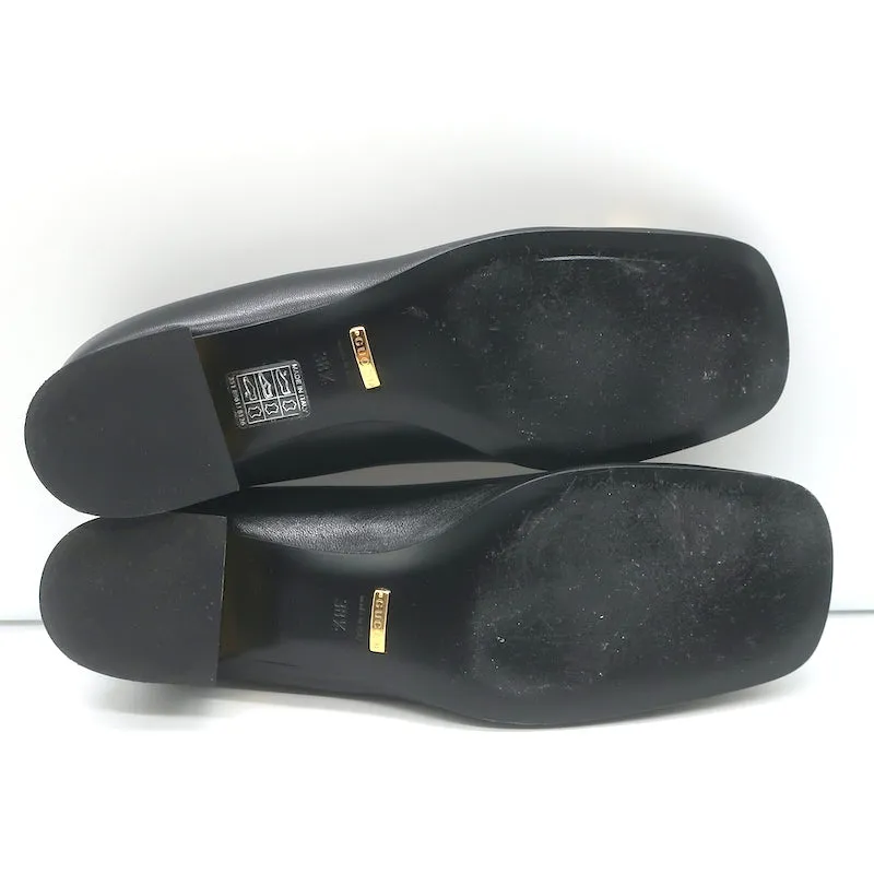 Gucci Baby Horsebit Ballet Flats Black Leather Size 38.5