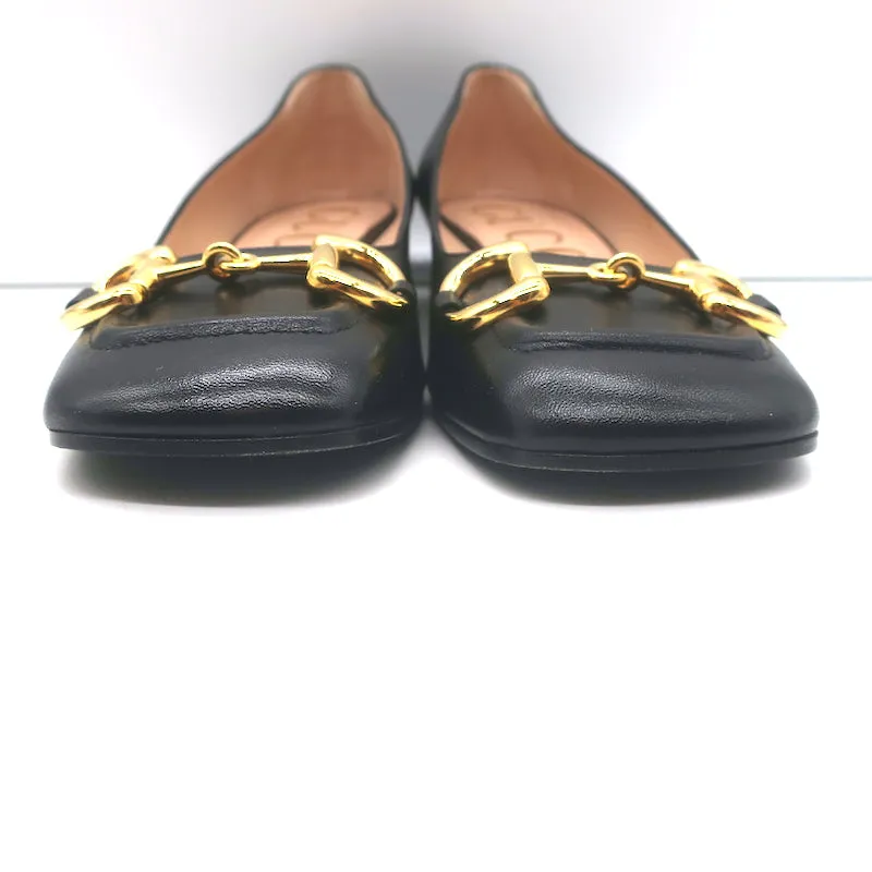 Gucci Baby Horsebit Ballet Flats Black Leather Size 38.5