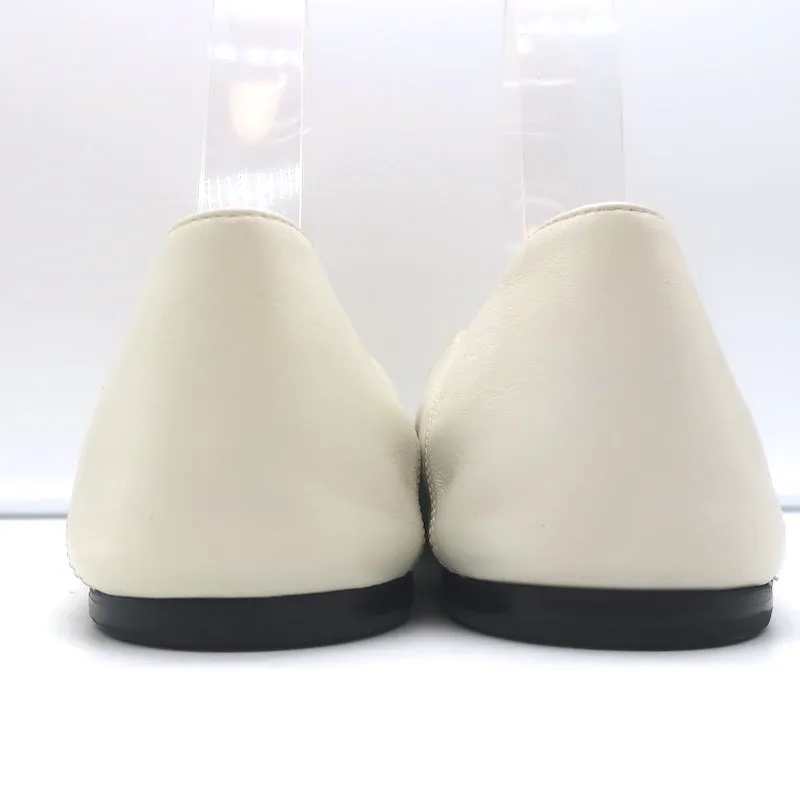 Gucci Deva Chain Strap Horsebit Ballet Flats Ivory Leather Size 39.5