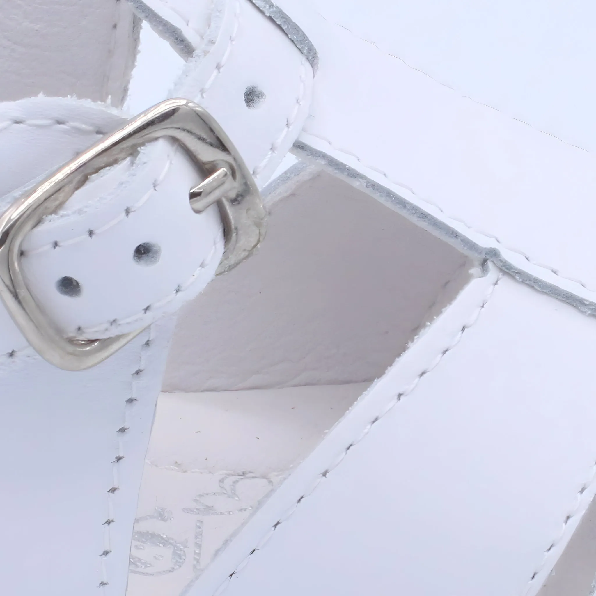 'Guy' Boys White Leather T-Bar Sandals