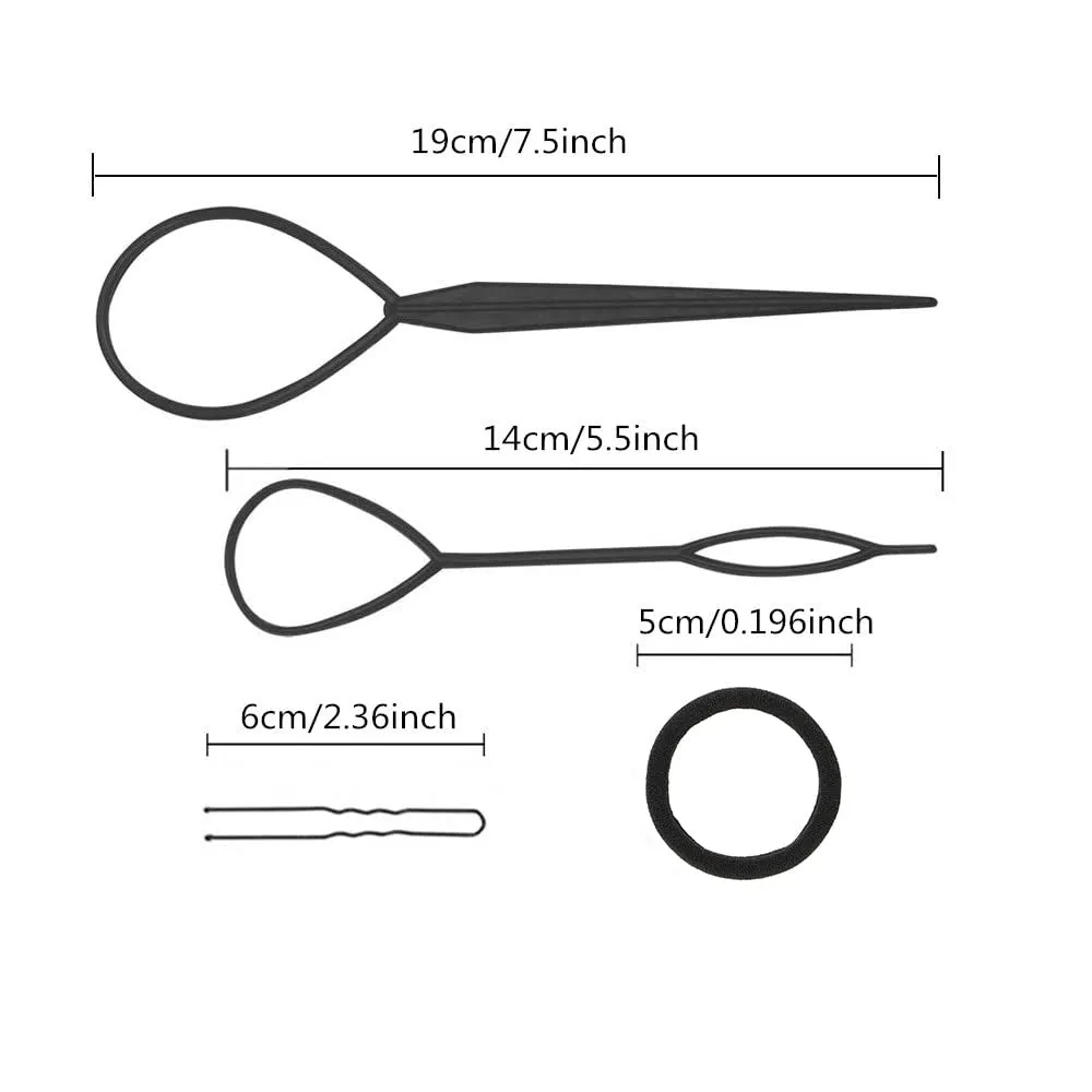 Hair Accessories Set - Foam Sponge Bun Shapers, Magic French Twist Clip, Snap Bun Makers, Elastic Bands, and Hair Pins (Brown)