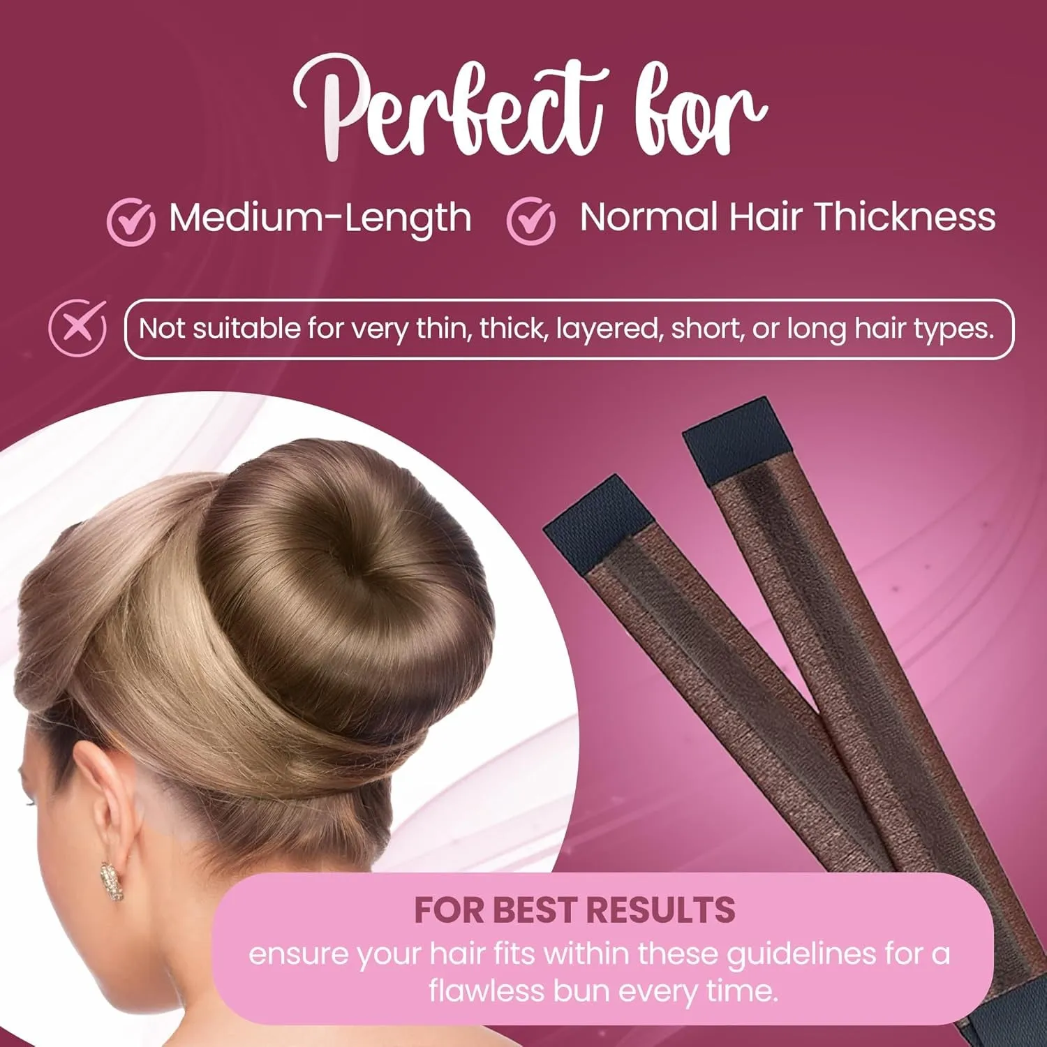 Hair Bun Maker and Accessories for Women and Kids - Easy Clip for Long Hair - French Twist Tool - Sock and Ballet Bun Holder