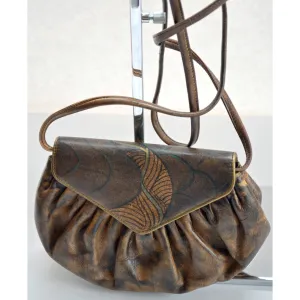 Handpainted Leather Shoulder Purse By Jane Yoo 1980's