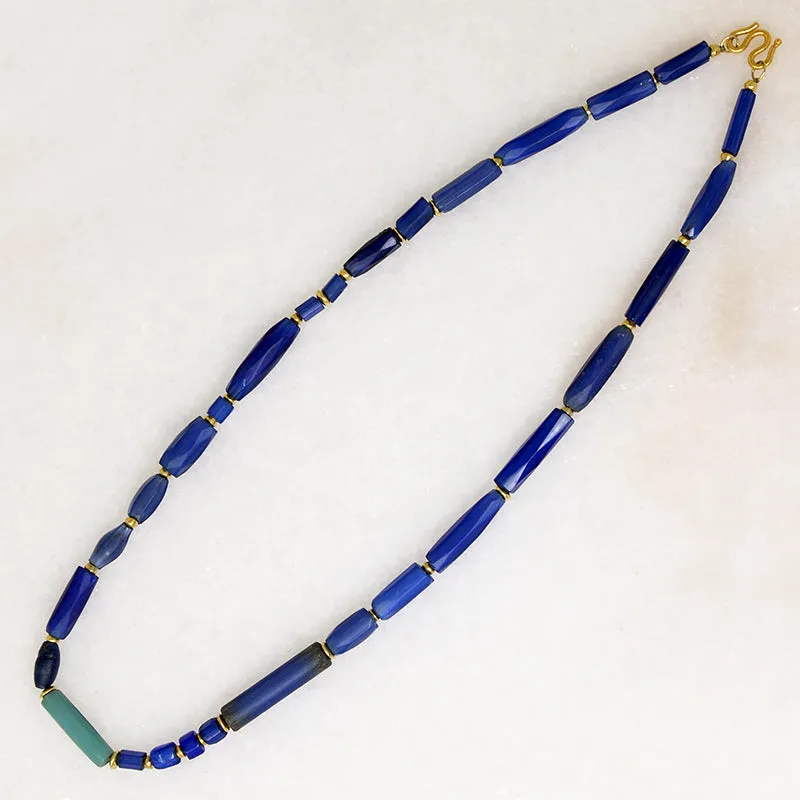 Heavenly Blue Venetian Glass Beads with 22k Gold Accents