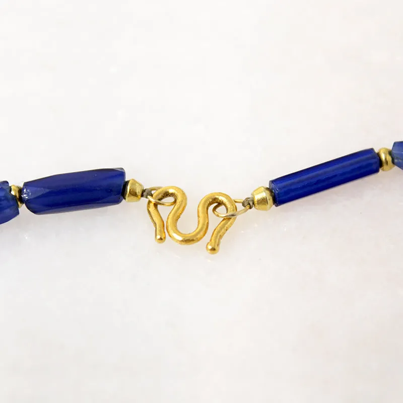 Heavenly Blue Venetian Glass Beads with 22k Gold Accents