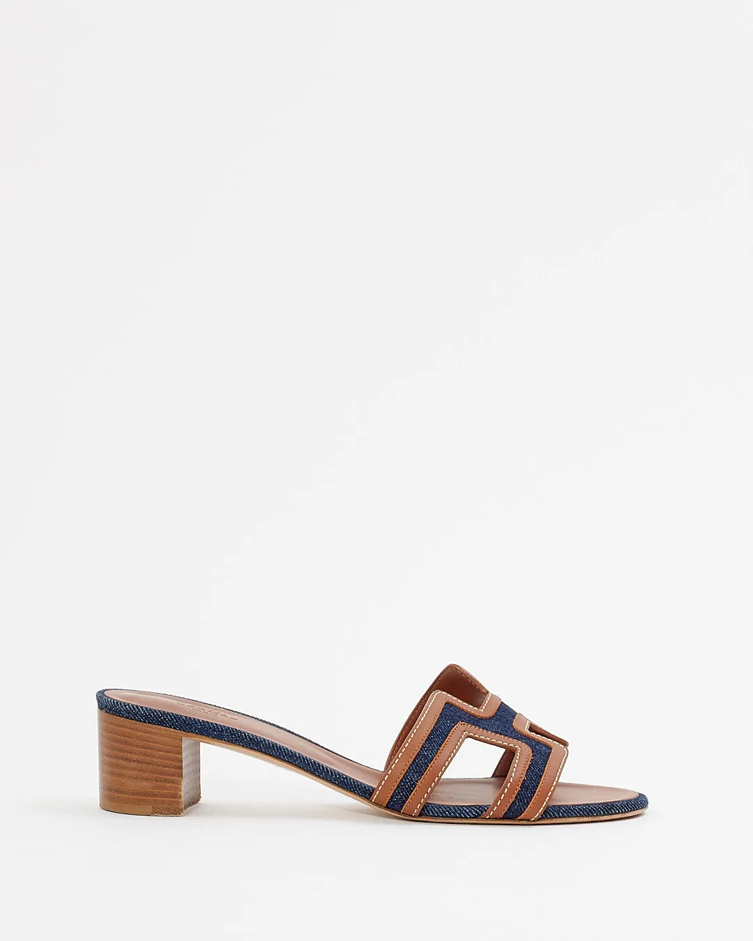Hermes Brown Eze 30 Leather Slide Wedges - 38