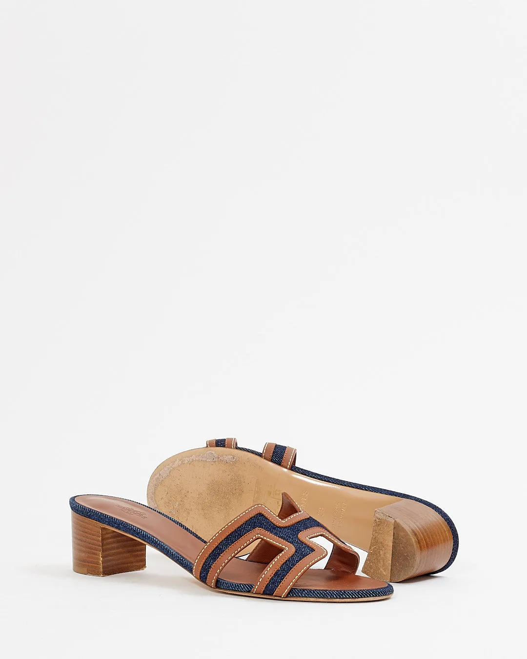 Hermes Brown Eze 30 Leather Slide Wedges - 38