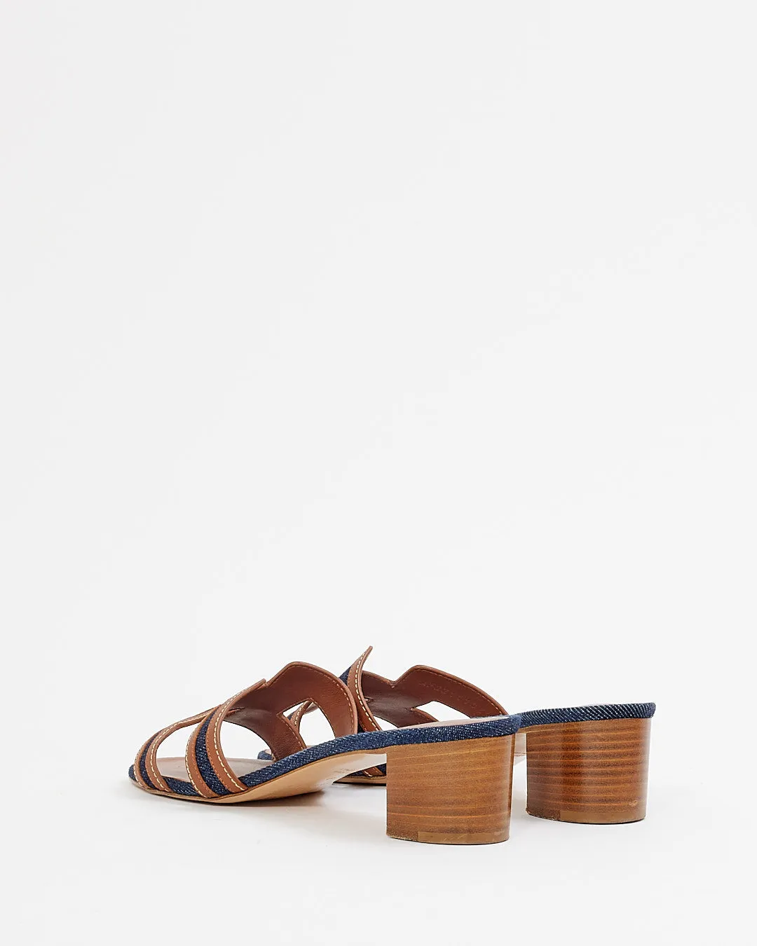 Hermes Brown Eze 30 Leather Slide Wedges - 38