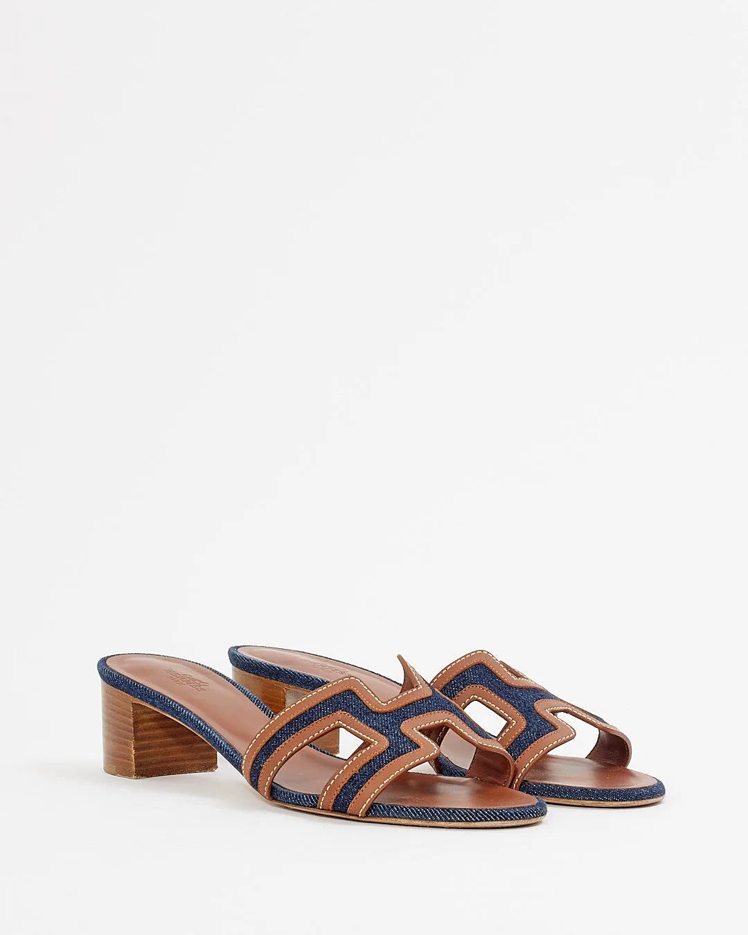 Hermes Brown Eze 30 Leather Slide Wedges - 38