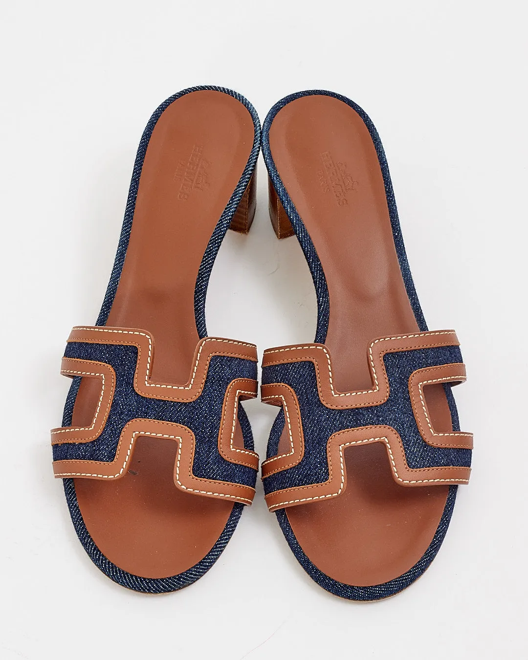 Hermes Brown Eze 30 Leather Slide Wedges - 38