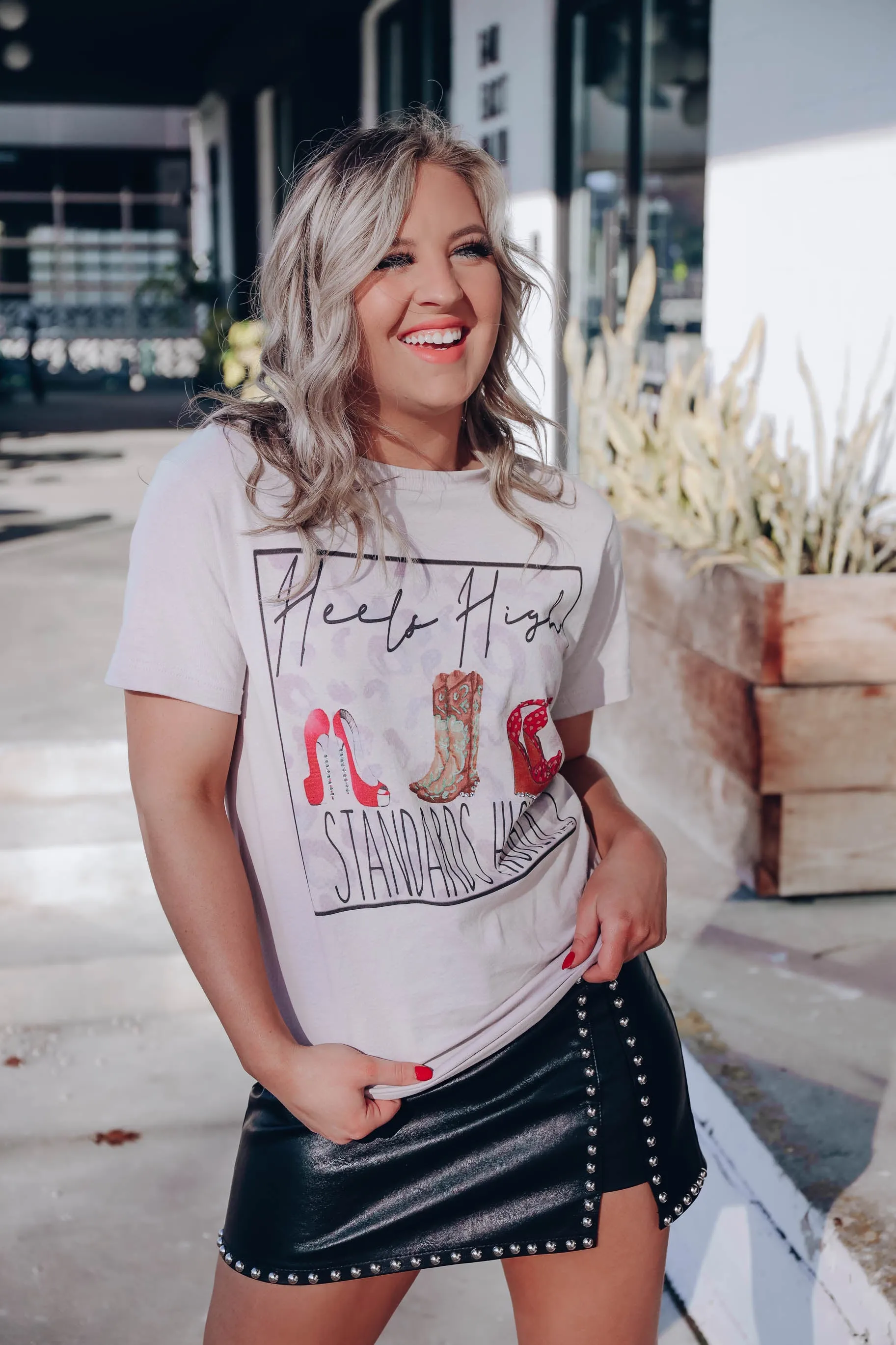 High Heels and Standards Graphic Tee - Grey