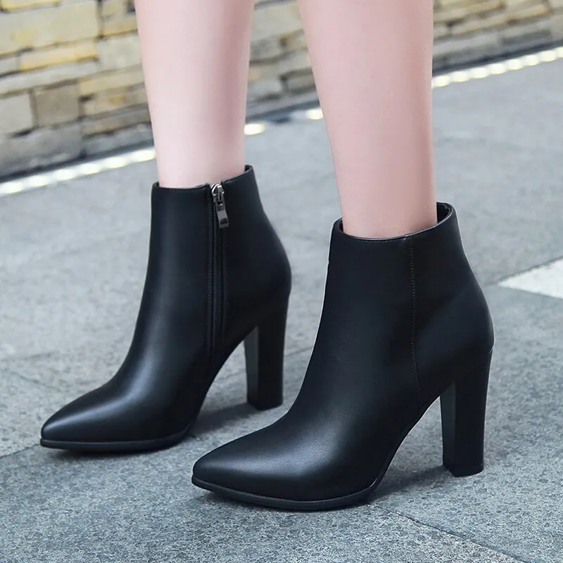 High Square Heels Ankle Boot Office Ladies Pumps