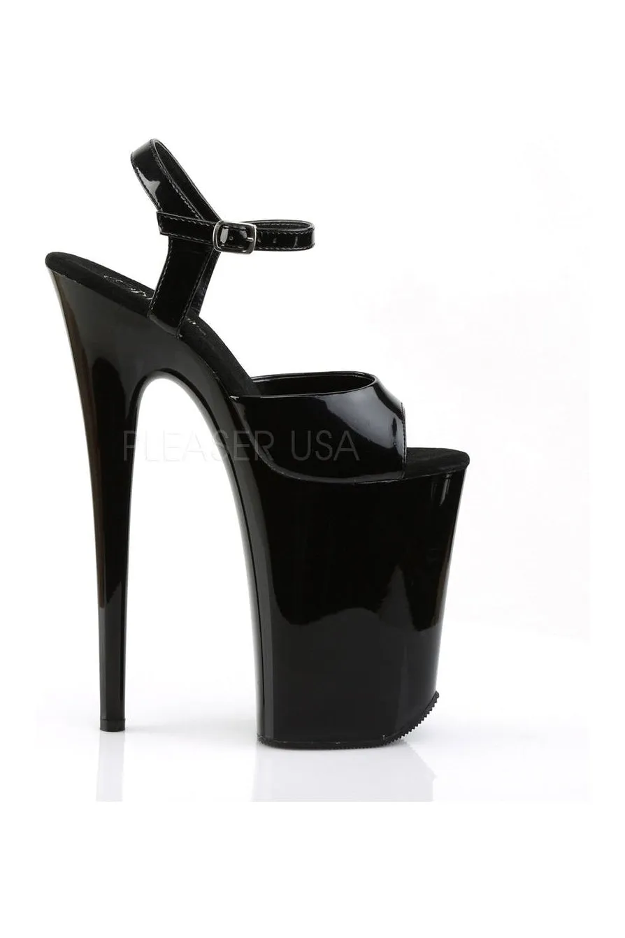 INFINITY-909 Platform Sandal  | Black Patent