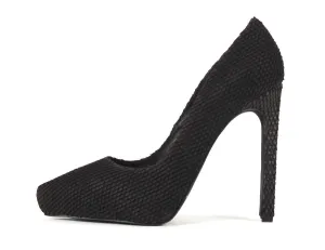 Jeffrey Campbell: Ouzel Dark Brown Embossed Print High Heels