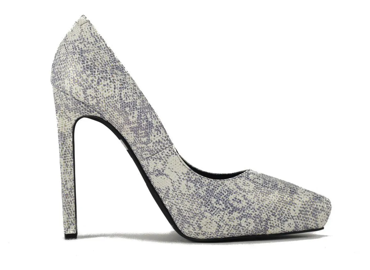 Jeffrey Campbell: Ouzel Grey Gold Snake High Heels