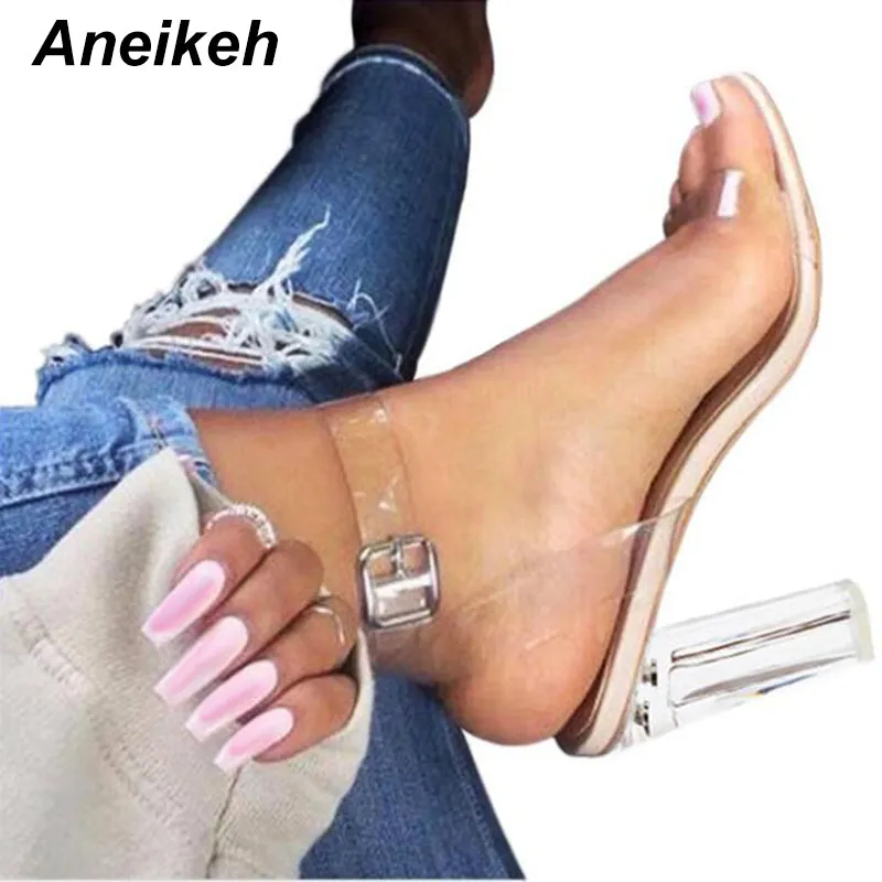 Jelly Sandals Crystal Open Toed High Heels Women
