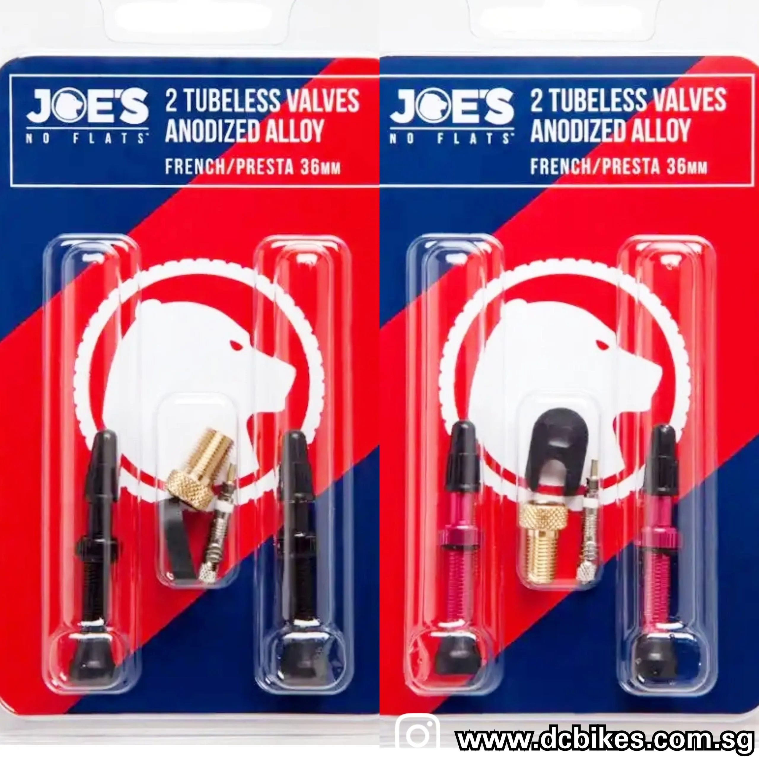 Joe's No Flats 36mm Tubeless Presta Alloy Anodized Valve Kit