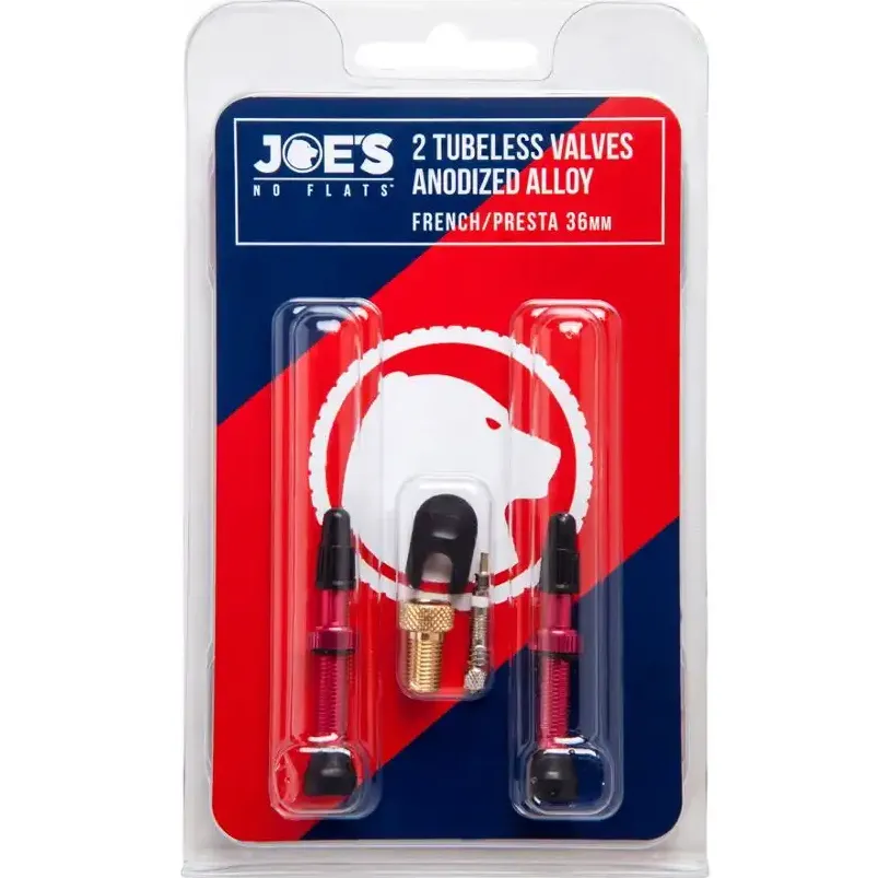 Joe's No Flats 36mm Tubeless Presta Alloy Anodized Valve Kit