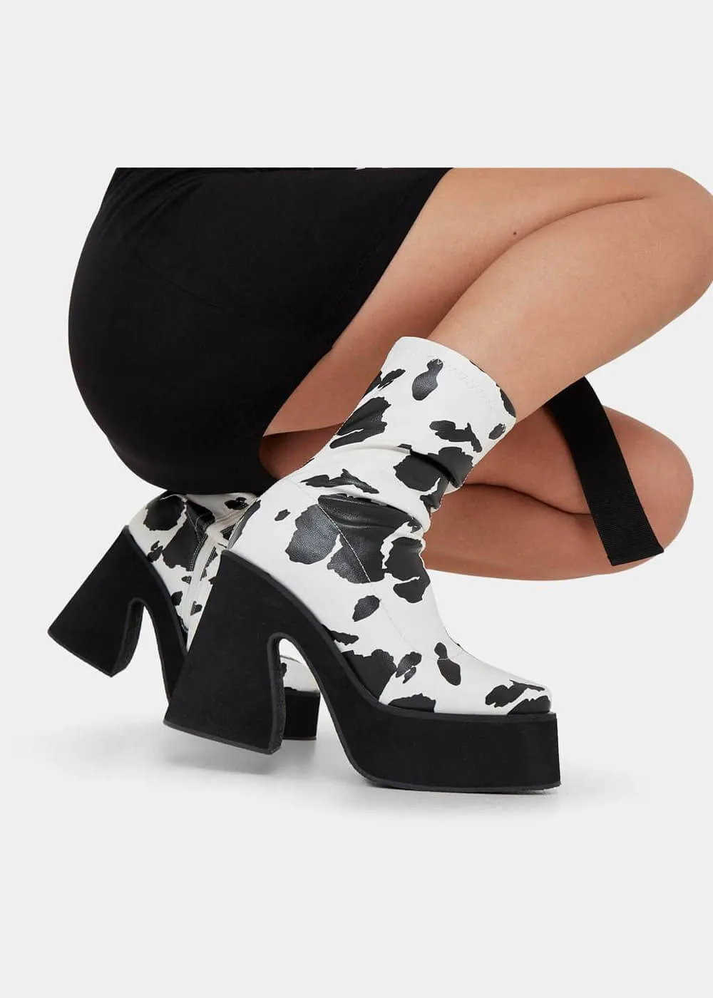 Koi Footwear Holy Cow 70's Platform Boot Black White