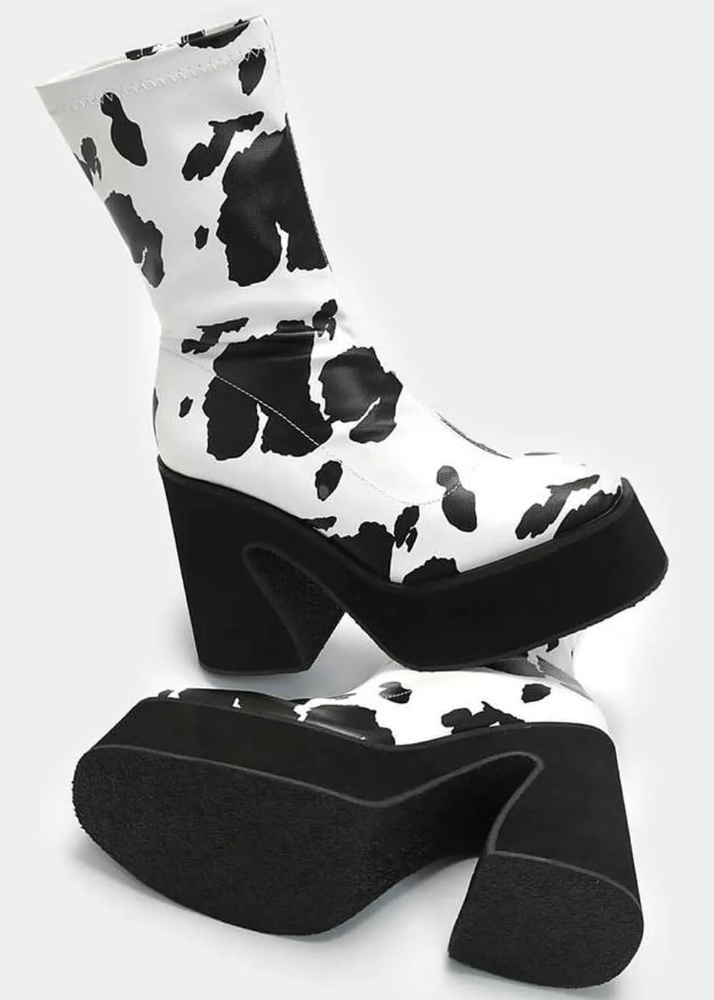 Koi Footwear Holy Cow 70's Platform Boot Black White