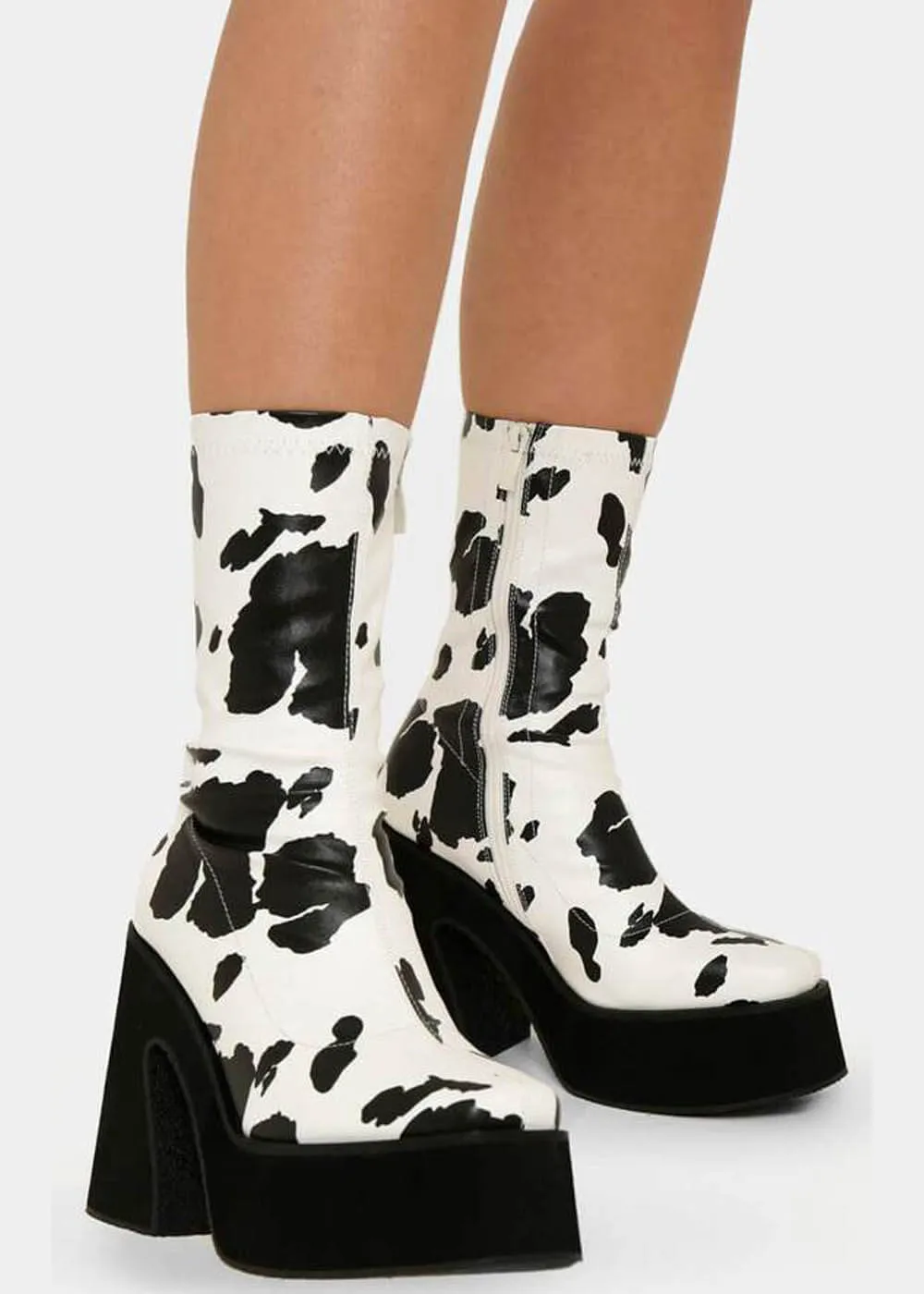 Koi Footwear Holy Cow 70's Platform Boot Black White