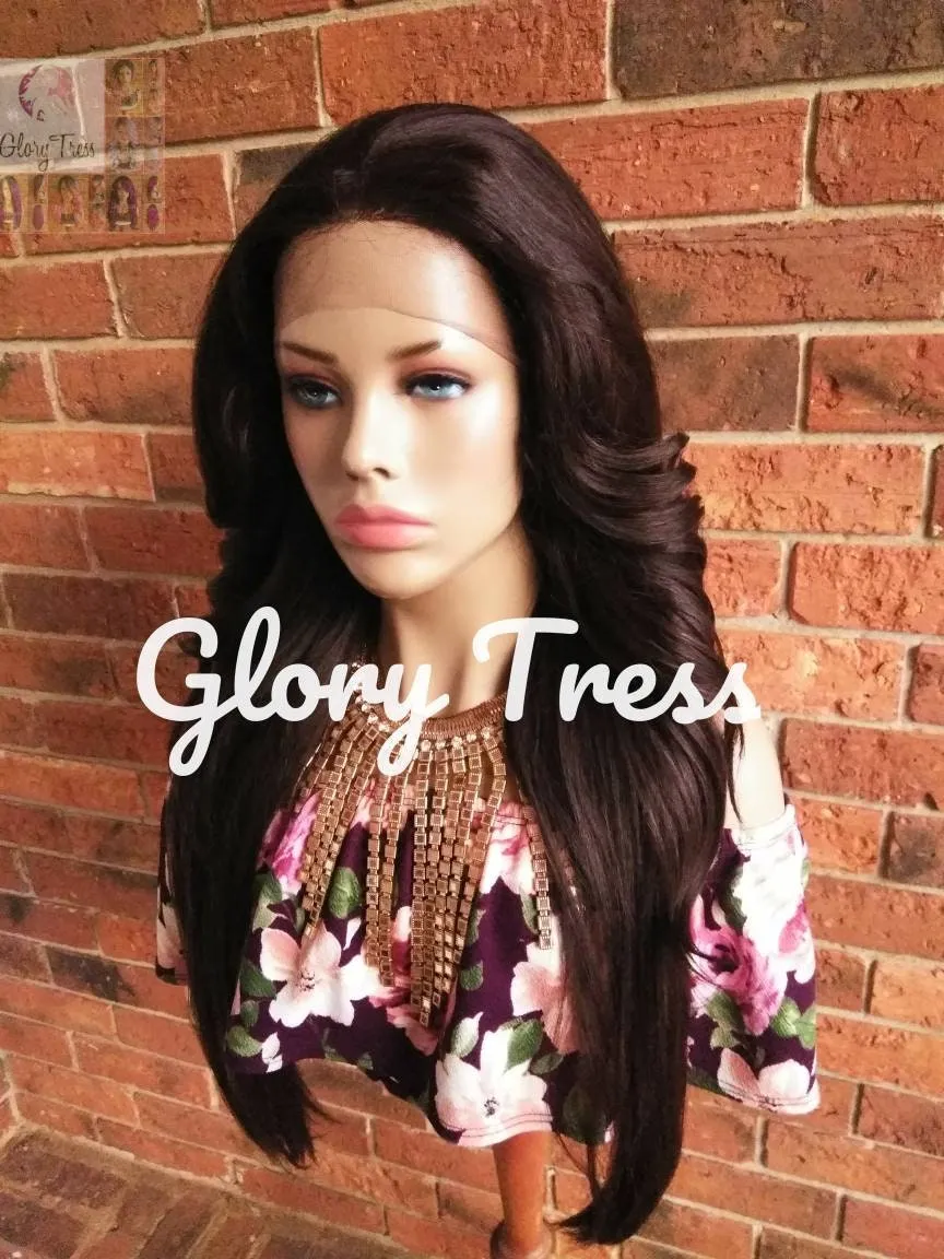 Lace Front Wig, Wigs, Glory Tress, Human Blend Wig, Wig, Curly Wig, Brown Wig, Free Parting, //MARY