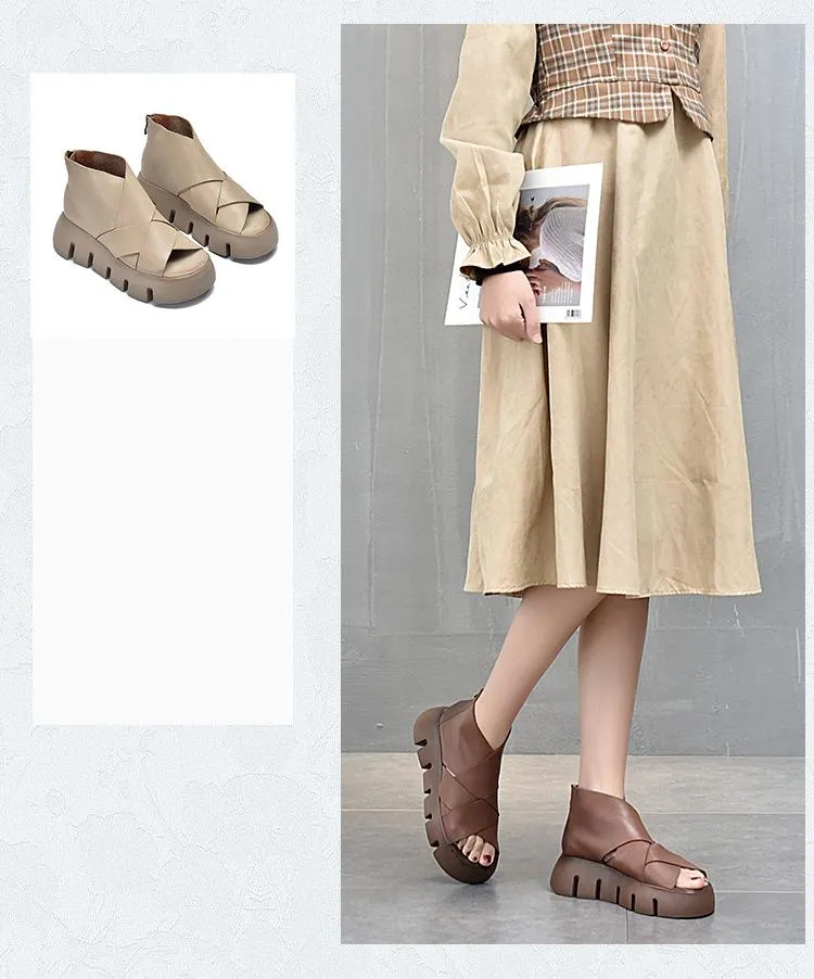 Ladies Genuine Leather Wedges Sandals