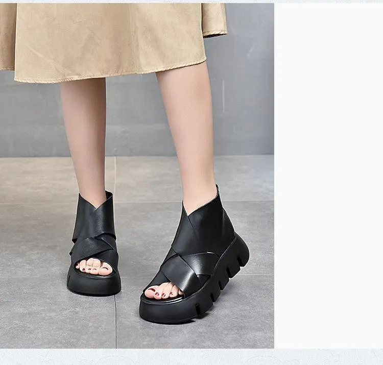 Ladies Genuine Leather Wedges Sandals