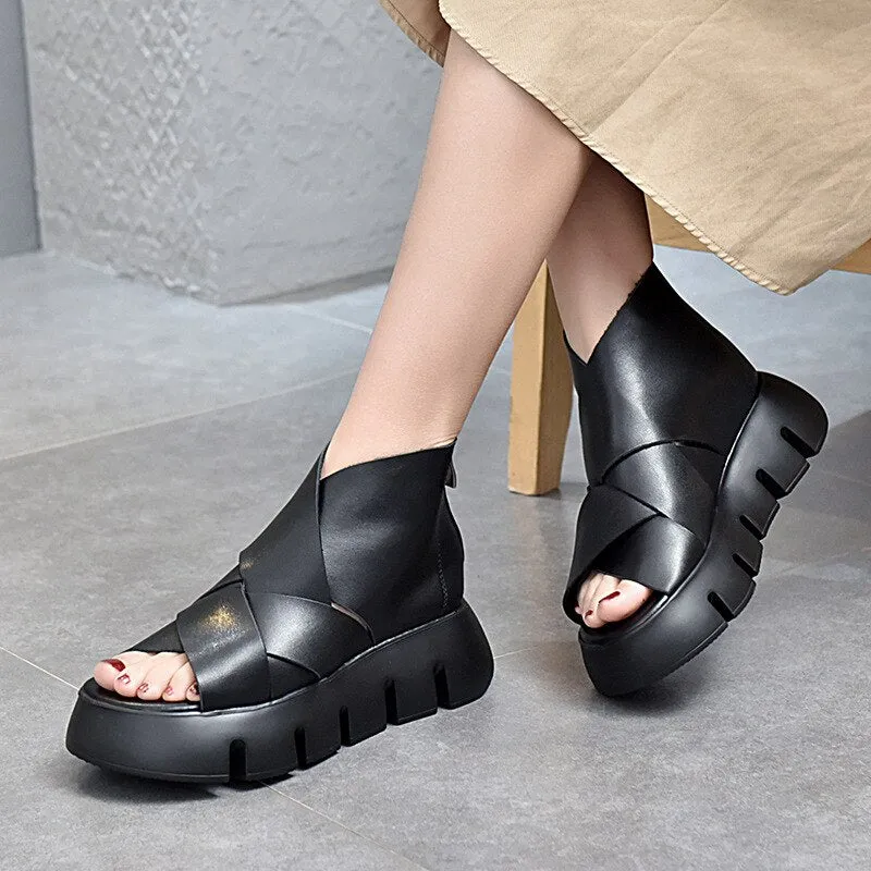 Ladies Genuine Leather Wedges Sandals