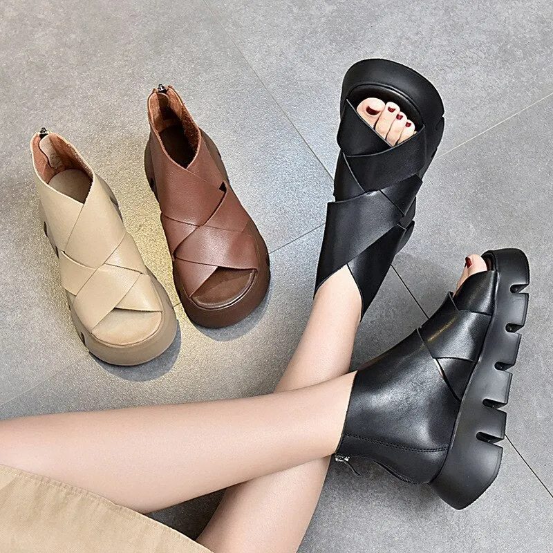 Ladies Genuine Leather Wedges Sandals