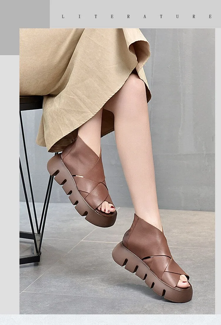 Ladies Genuine Leather Wedges Sandals