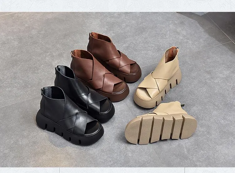 Ladies Genuine Leather Wedges Sandals