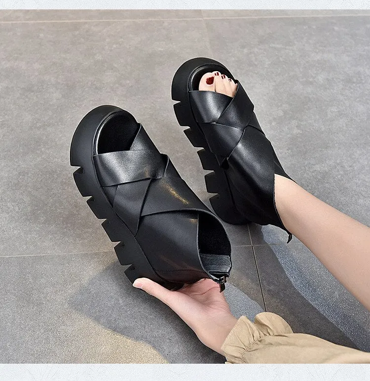 Ladies Genuine Leather Wedges Sandals
